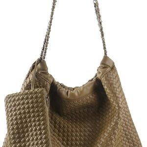 Elegant Woven Tan Shoulder Bag